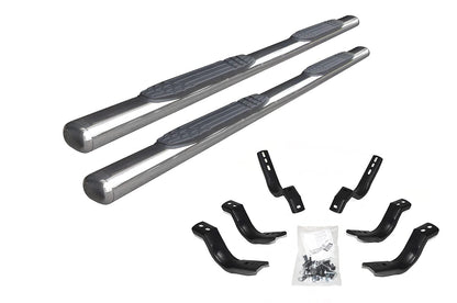 GO RHINO 104404387PS Go Rhino 4" Oval 1000 Series Sidesteps & Brackets | Stainless Steel, Polished | 104404387PS | Fits 2015-2019 Chevrolet Silverado & GMC Sierra 2500 HD, 3500 HD Crew Cab Pickup (Diesel only)