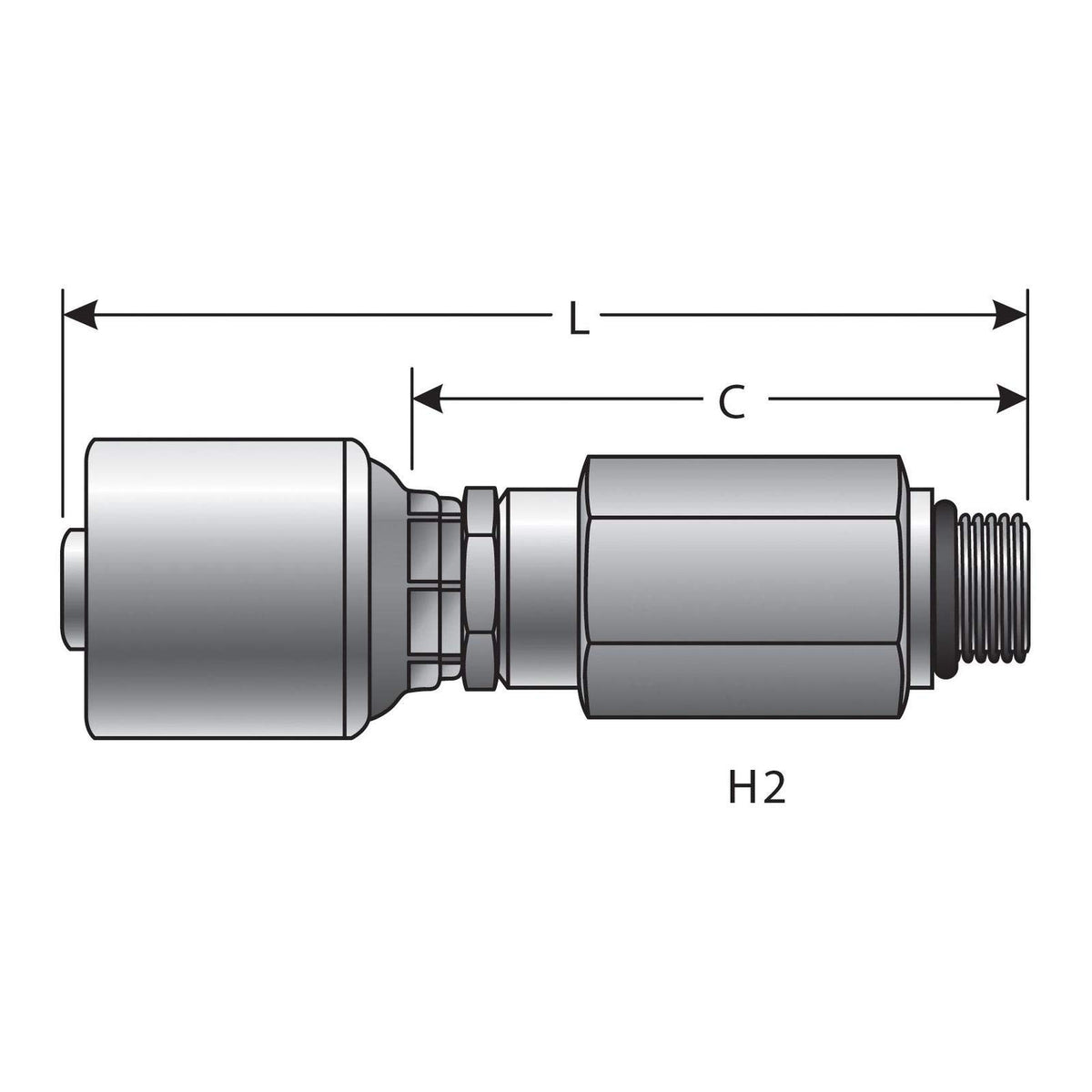Gates G25121-0406 Male O Ring Boss Swivel (Mega Crimp