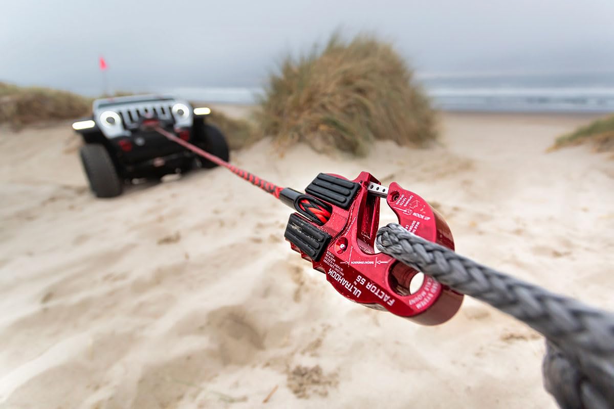 FACTOR 55 00250-01 Factor 55 00250-01 Ultrahook Winch Hook Closed System Shackle Max Load 16,000 lbs ULT Strength Shackle Pin Mount 48,000 lbs Offroad 4x4 Adventure – Red.
