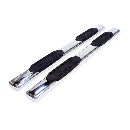 TRAILFX A8255S TrailFX Nerf Bars Fits Chevrolet Silverado 1500 Crew Cab 2019-2025 Stainless Steel 6 Inch Oval Straight Polished with Step Pads Rocker Panel Mount Running Boards TrailFX A8255S