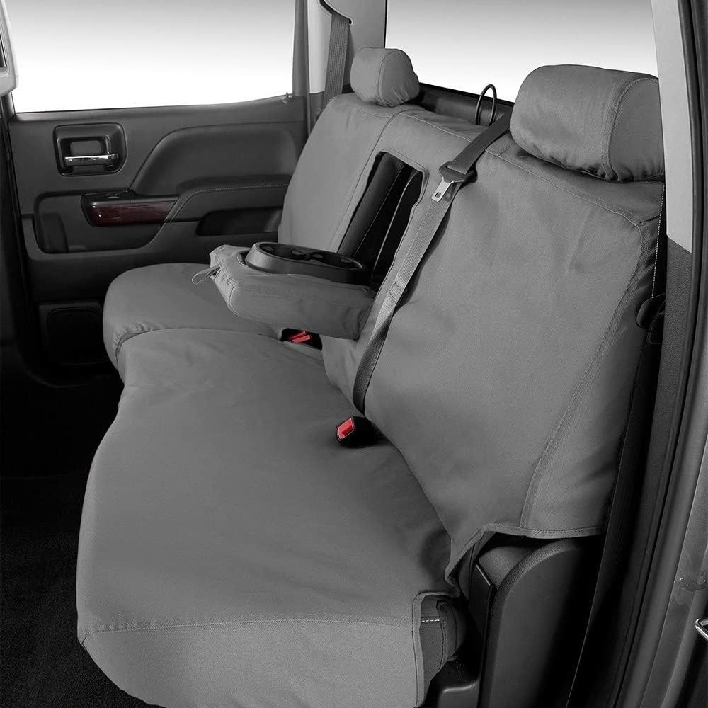 COVERCRAFT SS7348PCGY Covercraft SS7348PCGY Custom-Fit Rear-Second Seat Bench SeatSaver Seat Covers - Polycotton Fabric, Grey