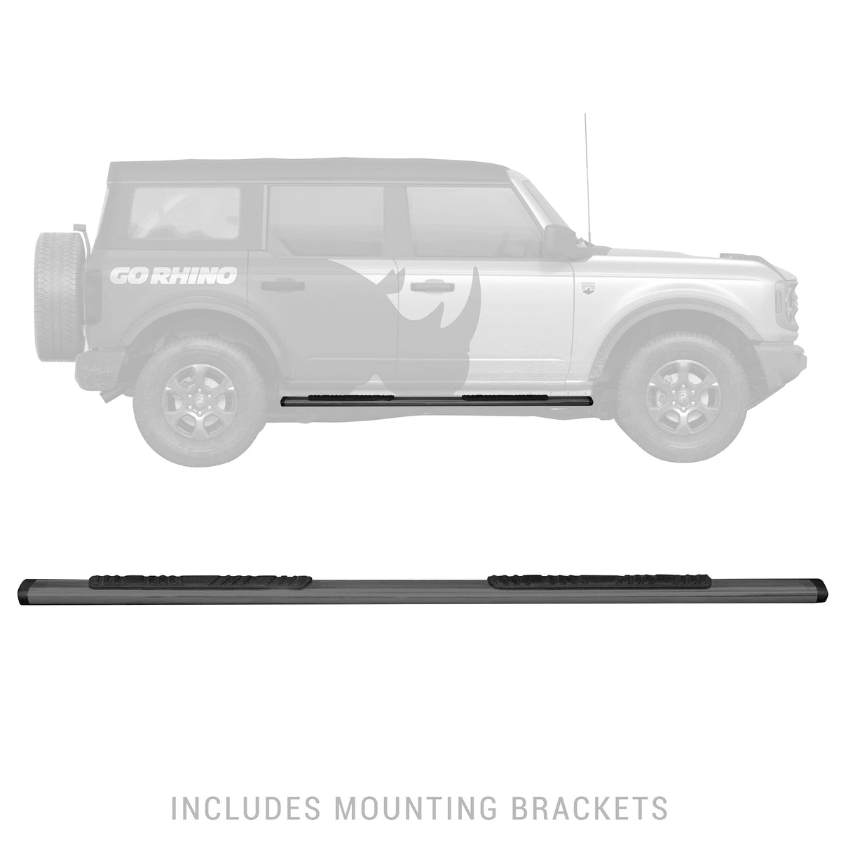 GO RHINO 685412971T RealTruck 5" OE Xtreme Low Profile Sidesteps & Brackets | Galvanized Steel, Textured Black | 685412971T | Fits 2021-2026 Ford Bronco 2-Door (Excludes Bronco Sport)