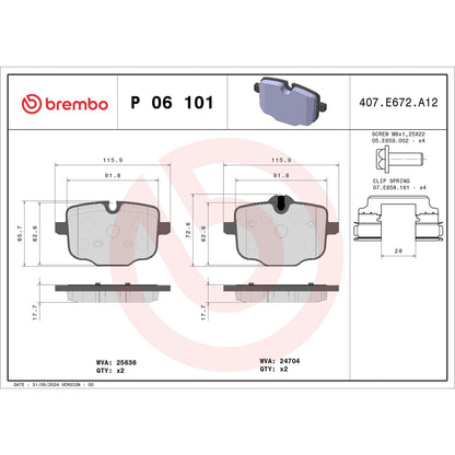 BREMBO P06101 Brembo P06101 Low-Met Rear Disc Brake Pad Set BMW OE# 34216870552