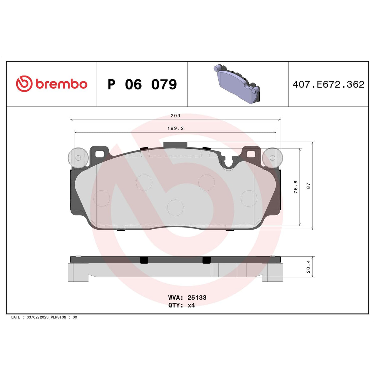 BREMBO P06079 Brembo P06079 Low-Met Front Disc Brake Pad Set BMW OE# 34112284869