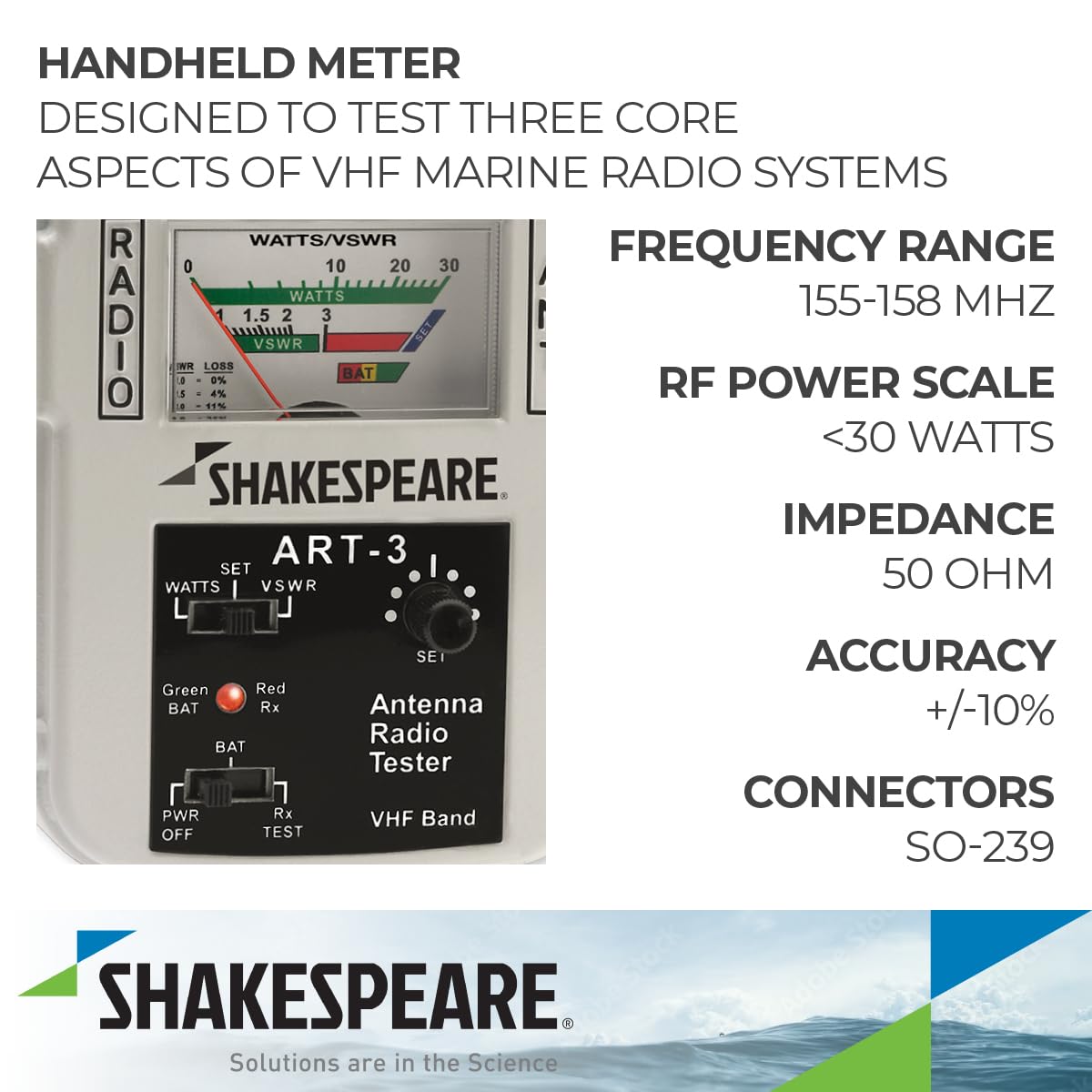 SHAKESPEARE ART-3 Boating Accessories New Antenna/Radio Tester Tx & Rx Shakespeare Antennas Art3