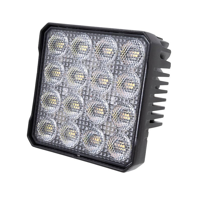 TRAILFX 4X4WLAMF1 TrailFX 4X4WLAMF1 Square LED Work Light 4 Inch 80W Flood Beam Dual White and Amber Flash 11200 Raw Lumens Black Aluminum Pedestal Mount with Installation Hardware