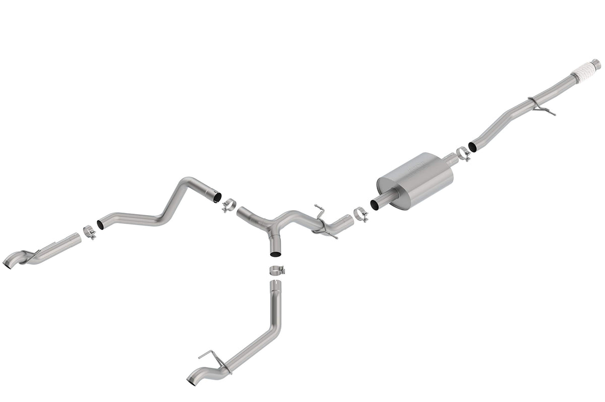 BORLA 140769 BORLA 140769 Cat-Back Perf. Exh. Sys. for 2019-2024 Chevrolet Silverado 1500 V8 & GMC Sierra 1500 V8 T-304 Stainlesss Steel S-Type Sound Dual Split Rear Exit Single Outlet On Each Side Reuse O.E. Tips