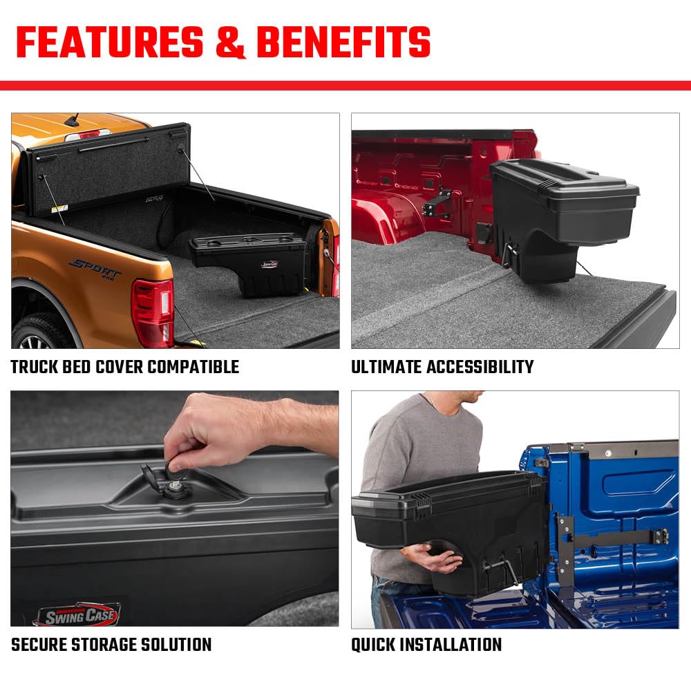 UNDERCOVER SC403D RealTruck UnderCover SwingCase Truck Bed Storage Box | SC403D | Fits 2019-2023 Toyota Tacoma Drivers Side