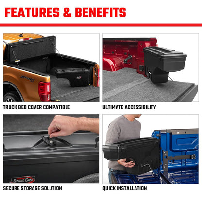 UNDERCOVER SC403D RealTruck UnderCover SwingCase Truck Bed Storage Box | SC403D | Fits 2019-2023 Toyota Tacoma Drivers Side