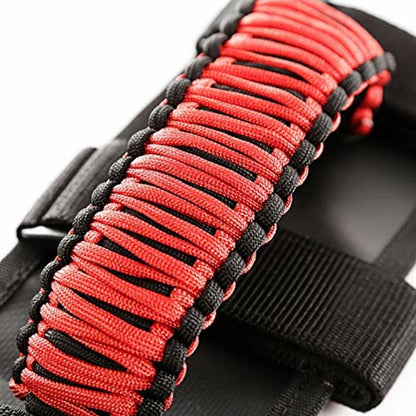 RUGGED RIDGE 13505.31 Rugged Ridge 13505.31 Grab Handle Kit, Paracord, Red/Black; 55-Current Jeep CJ/Wrangler/Gladiator