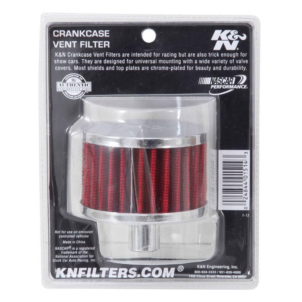 K&N FILTER 62-1160 K&N Vent Air Filter/Breather: High Performance, Premium, Washable, Replacement Engine Filter: Flange Diameter: 0.75 in, Filter Height: 2 in, Flange Length: 0.875 in, Shape: Breather, 62-1160