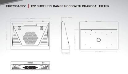 FURRION LLC FHO23SACRV-BL Furrion Llc FHO23SACRV-BL 12V RANGE HOOD WITH CHARCOAL FILTER