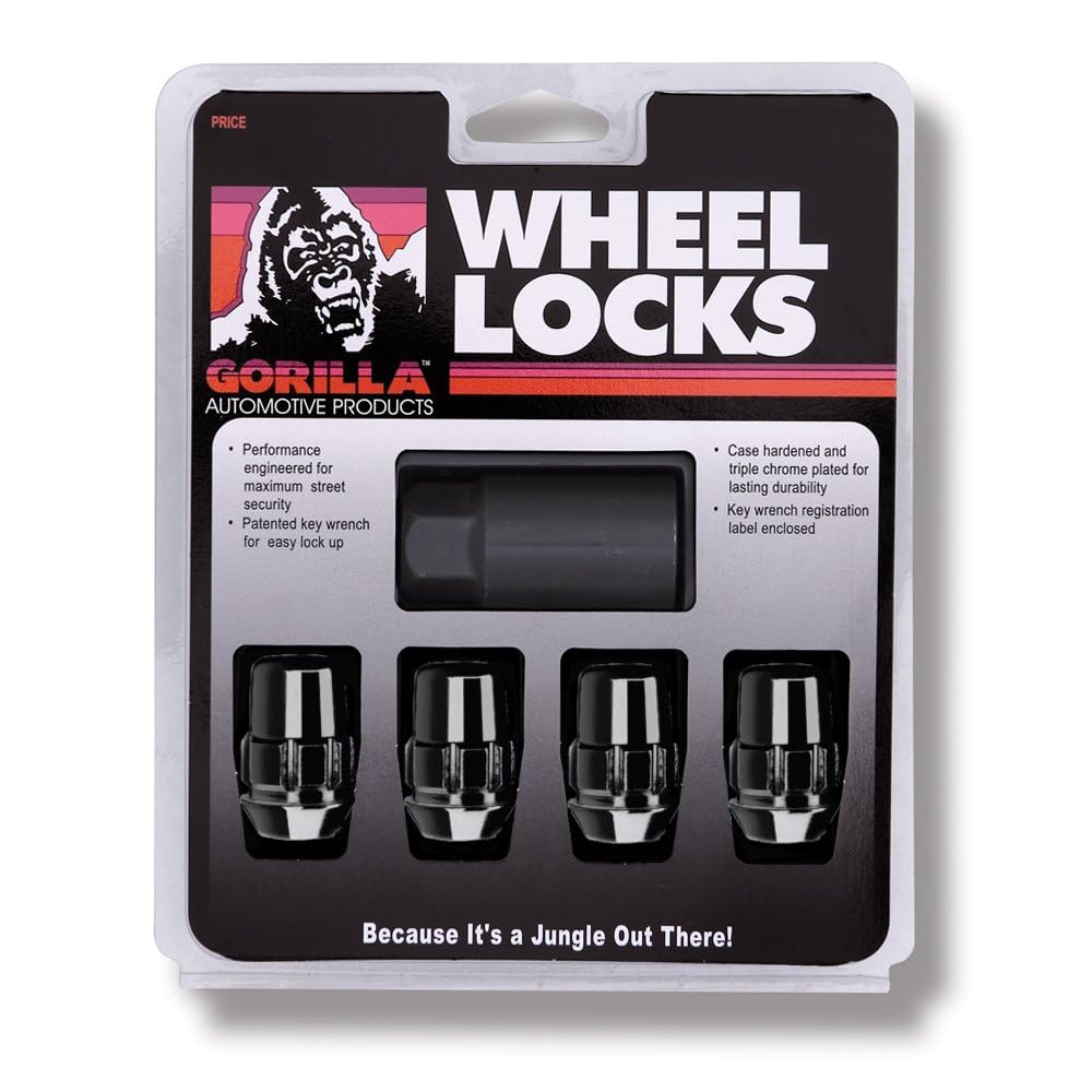GORILLA 71681NBC Gorilla Automotive 71681NBC Acorn Black Chrome Wheel Locks (1/2" Thread Size)