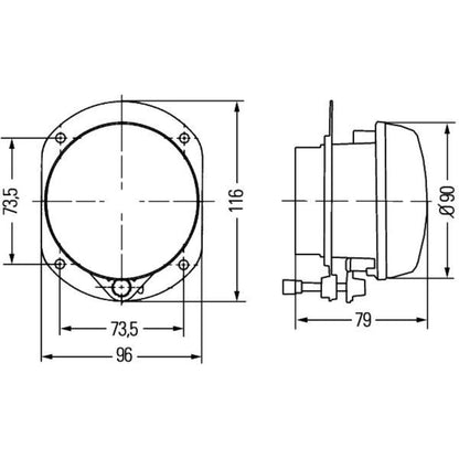 Hella 008582001 LAMP FOG 90MM H7 12V 55W W/FRME SAE