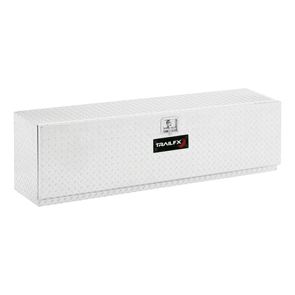 TRAILFX 170481 TrailFX Tool Box Top Mount Single Door Polished 16 Gauge Aluminum Diamond Tread 48 Inch Length 13 Inch Width 17 Inch Height 6.3 Cubic Feet Capacity Lockable Lid Truck Bed Tool Box