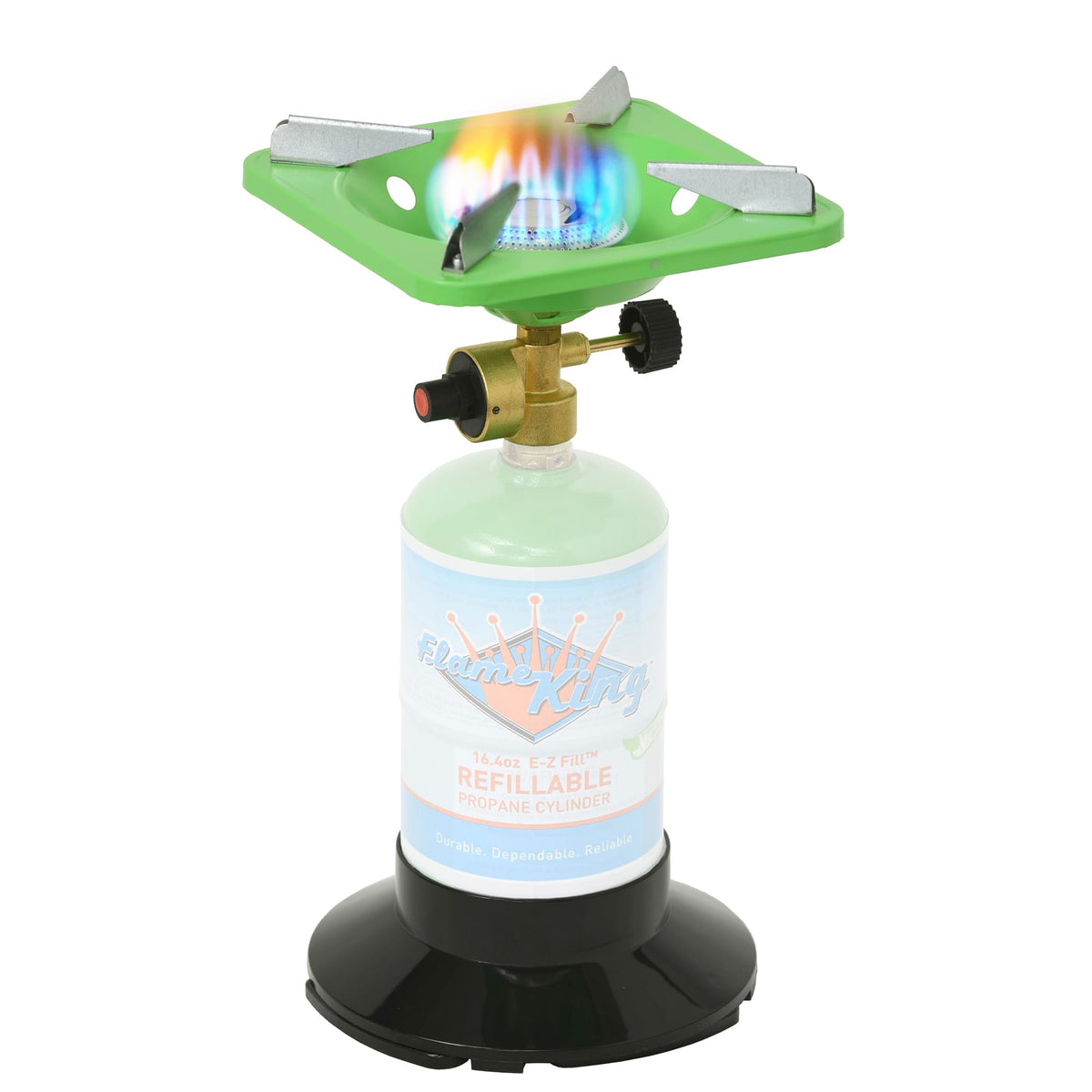 FLAME KING YSNVT-508 Flame King YSNVT-508 Portable BottleTop Camping Stove with Stable Lightweight Base Stand, Great for Outdoor Cooking, Backpacking, Compatible with 1LB Propane Gas Bottle