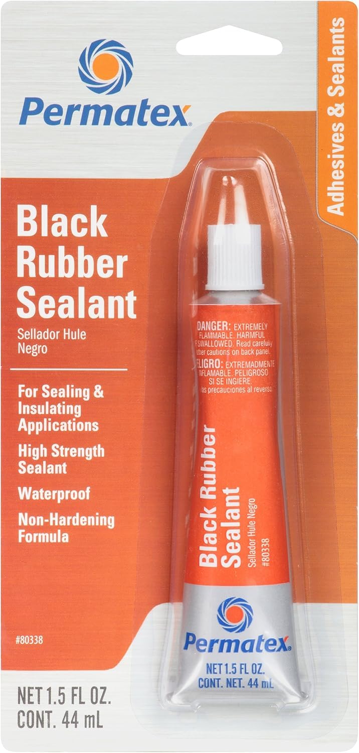 PERMATEX 80338 Permatex 80338 Black Rubber Sealant, 1.5 oz. Tube