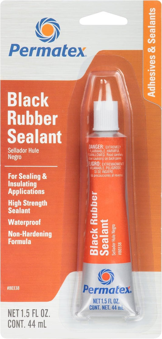 PERMATEX 80338 Permatex 80338 Black Rubber Sealant, 1.5 oz. Tube
