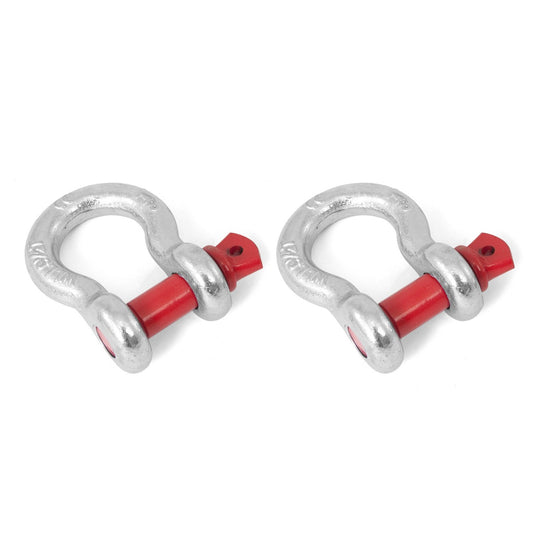 RUGGED RIDGE 11235.03 Rugged Ridge 11235.03 D-Ring Shackle Kit, 7/8 inch, Silver with Red pin, Steel, Pair