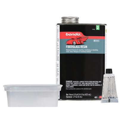 3M 401 3M Bondo Fiberglass Resin 0.9 Pint, Stage 2, Waterproof Formula for Repairing, Resurfacing, or Rebuilding Metal, Wood, Fiberglass or Masonry Surfaces (401)