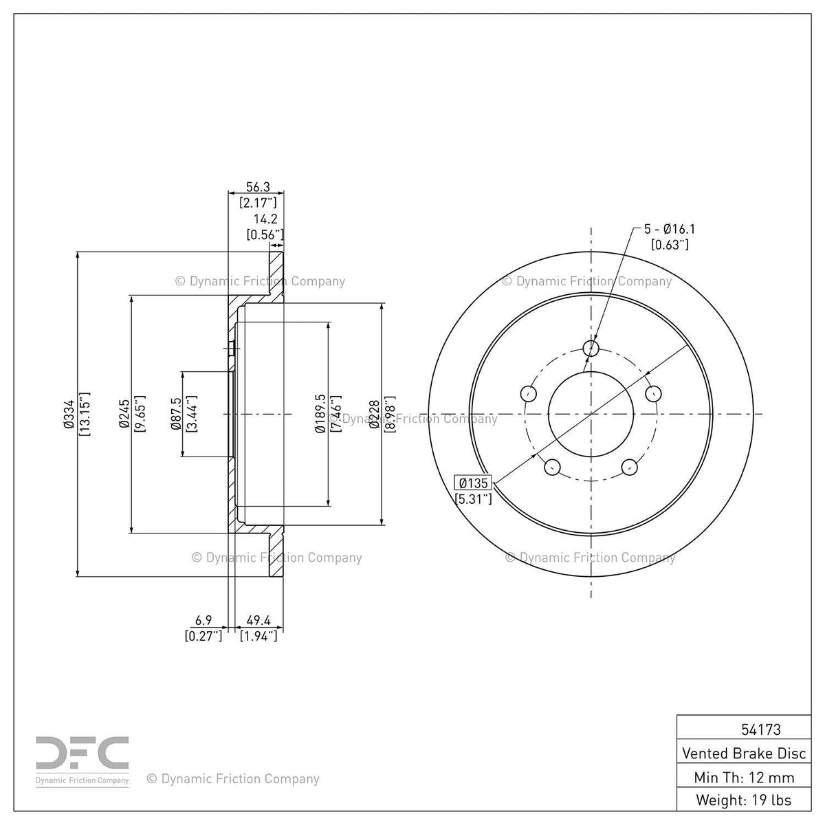 Dynamic Friction 604-54173 Rear Brake Rotor
