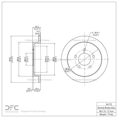 Dynamic Friction 604-54173 Rear Brake Rotor