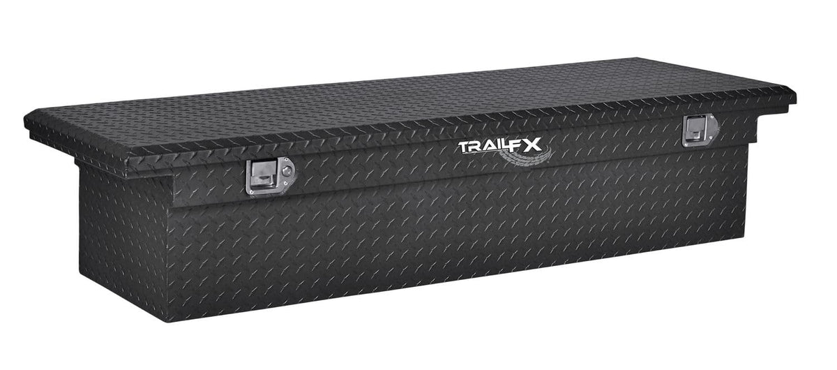 TRAILFX 120703 TrailFX Tool Box Crossover Low Profile Single Lid Diamond Tread Matte Black 16 Gauge Aluminum TrailFX 120703