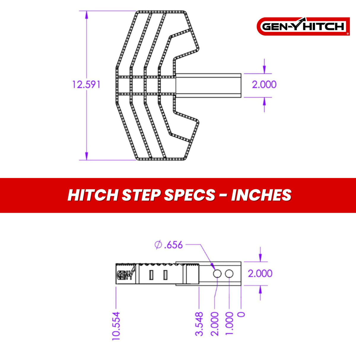 GEN-Y HITCH GH-030 GEN-Y Hitch GH-030 2" Shank Heavy-Duty 500lb Serrated Hitch Step