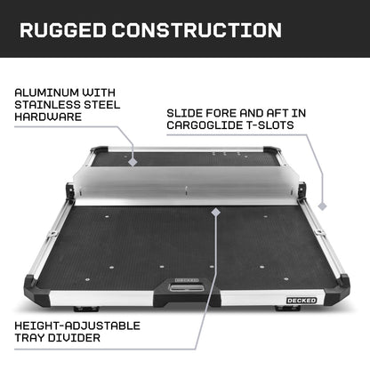 CARGOGLIDE C0060-DIV48-ALM Cross Bar & Tray Divider Kit for 48" CargoGlide | Includes 1 Tray Divider, 1 Cross Bar, 1 Footer Kit & 1 Hardware Kit | for Full-Size Truck Only