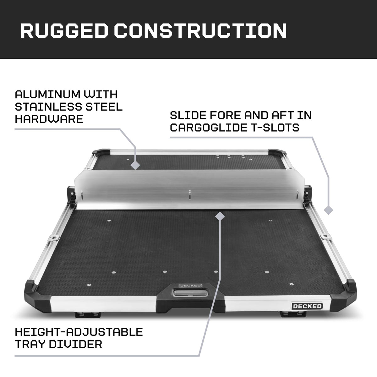 CARGOGLIDE C0061-DIV46-ALM Cross Bar & Tray Divider Kit for 46" CargoGlide | Includes 1 Tray Divider, 1 Cross Bar, 1 Footer Kit & 1 Hardware Kit | for Service Body Truck Only