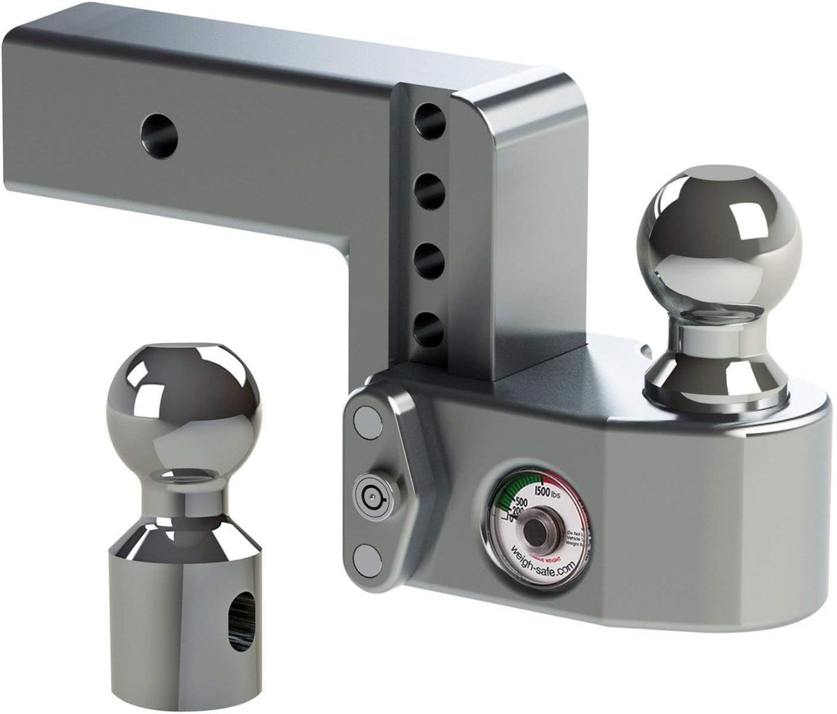 WEIGH SAFE WS4-2.5 Weigh Safe WS4-2.5 Adjustable Ball Mount with 4" Drop and 2.5" Shank, Aluminum