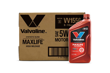VALVOLINE VV1556 Valvoline MaxLife High Mileage 5W-30 Synthetic Blend Motor Oil 1 Quart, Pack of 6