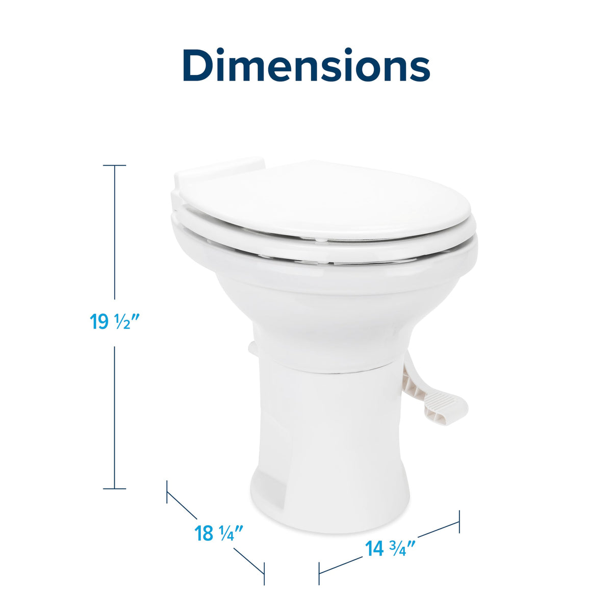 CAMCO 41710 Camco Premium Ceramic Camper/RV Toilet - Features Gravity Flush System with Convenient Foot Pedal & Full-Sized Ergonomic Design with 18" Chair Height - Soft-Close Wood Seat & Lid - White (41710)