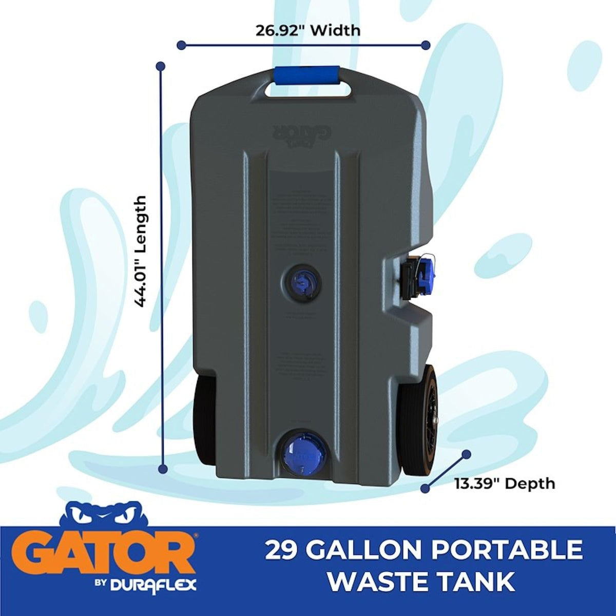 DURAFLEX 21903G Duraflex Portable Waste Holding Tank 21903G, 29 Gallon, 2 Wheel Design, Gray, Blow-Molded Polyethylene