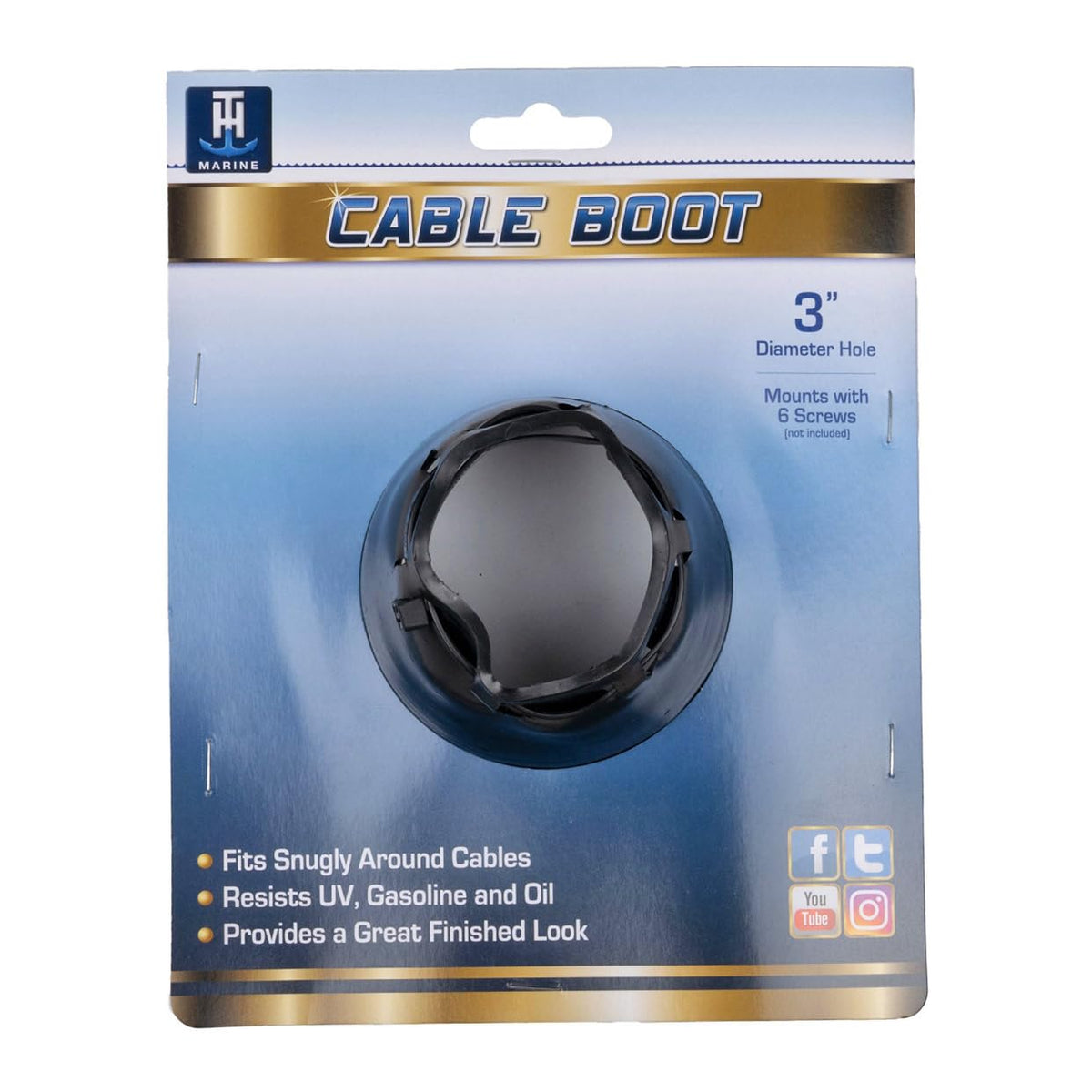T-H MARINE CB-1-DP T-H Marine CB-1-DP Cable Boot - Black, 3"
