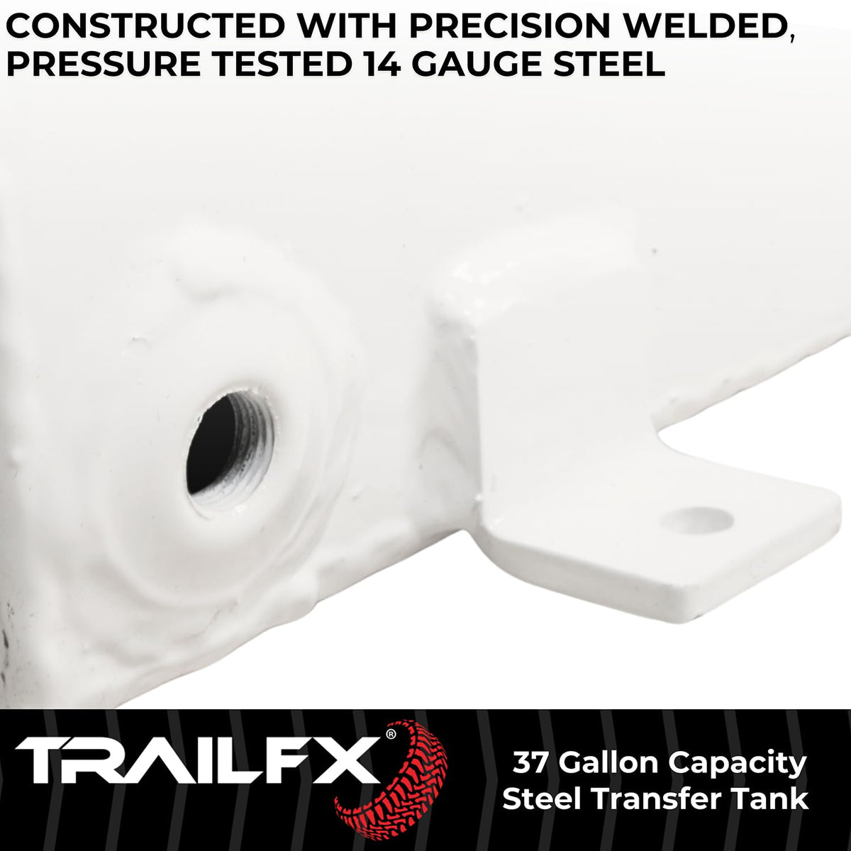 TRAILFX 21040SW TrailFX 21040SW Liquid Transfer Tank 37 Gallon Capacity Rectangular Vertical Steel Tank Gloss White Powder Coat Vented Lockable Cap For Diesel and Non-Flammable Liquids