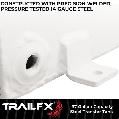 TRAILFX 21040SW TrailFX 21040SW Liquid Transfer Tank 37 Gallon Capacity Rectangular Vertical Steel Tank Gloss White Powder Coat Vented Lockable Cap For Diesel and Non-Flammable Liquids