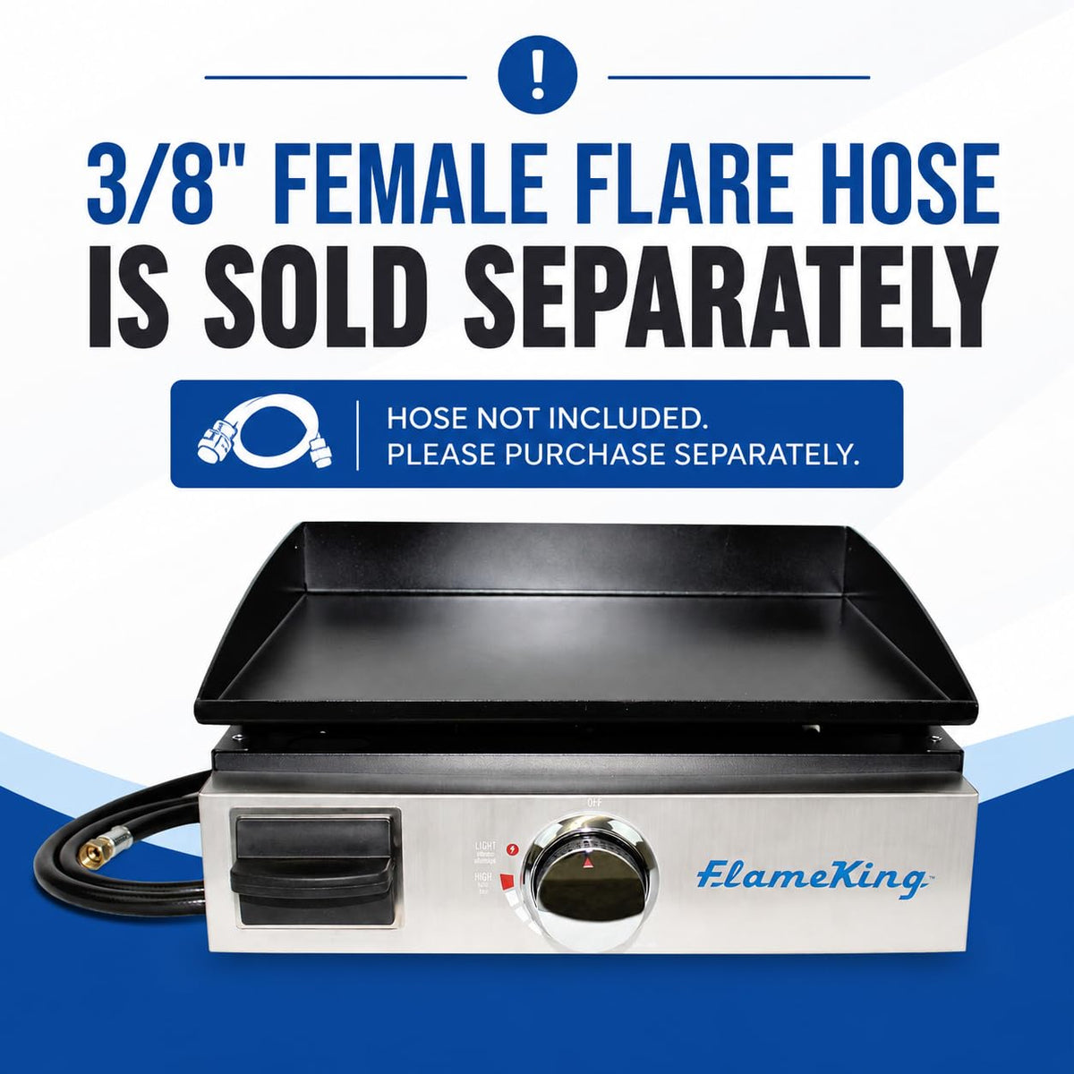 FLAME KING YSNFM-HT-200 Flame King 17-inch Flat Top Griddle for BBQ Grill w/Regulator, Propane Gas Griddle for RV Pullout Kitchen