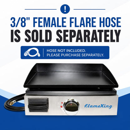 FLAME KING YSNFM-HT-200 Flame King 17-inch Flat Top Griddle for BBQ Grill w/Regulator, Propane Gas Griddle for RV Pullout Kitchen