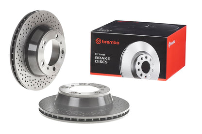 BREMBO 09666511C02 Brembo 09.6665.11 UV Coated vented drilled Rear Brake Rotor PORSCHE OE# 99635240104