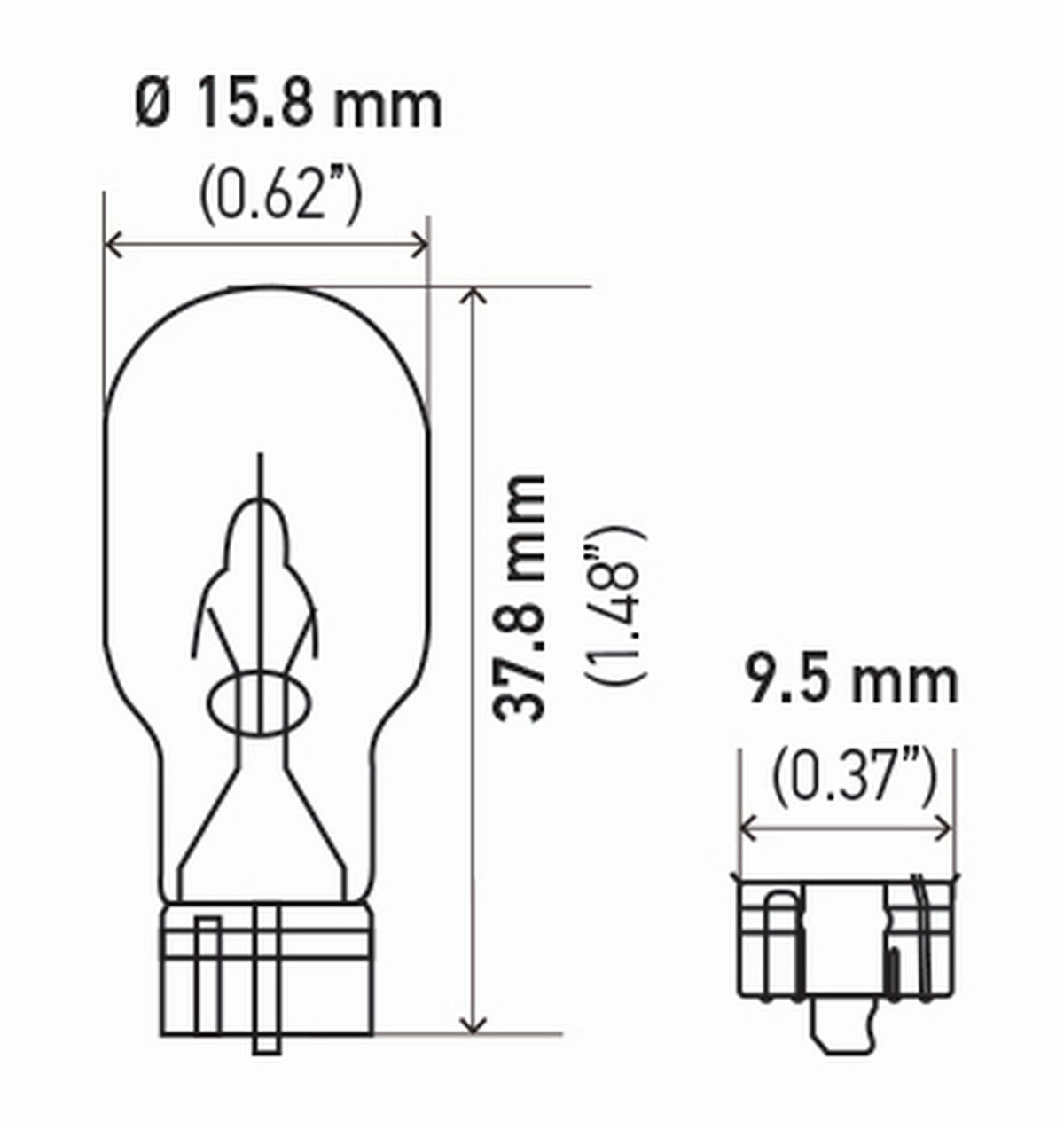 Hella 921TB BULB 921 12V 16W W2.1X9.5D T5 (2