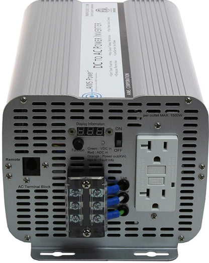 AIMS POWER PWRINV200012120W AIMS 2000W 12V Modified Sine Inverter 120V GFCI Terminal Block ETL