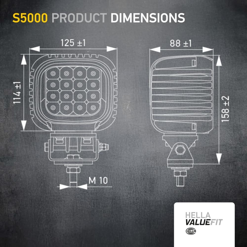 HELLA 357109221 HELLA 1GA 357 109-221 LED-Worklight S5000 2.0-12/24V - 5000lm - mounting - Bracket system - Short distance lighting - Quantity: 1