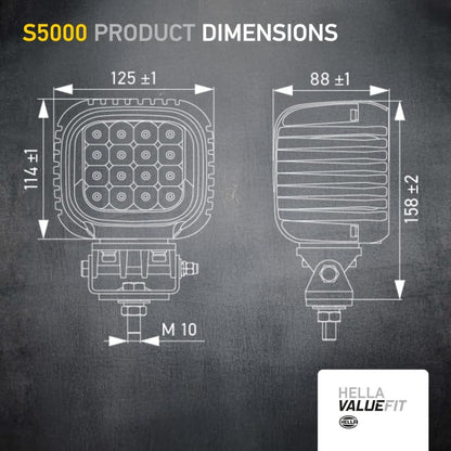 HELLA 357109221 HELLA 1GA 357 109-221 LED-Worklight S5000 2.0-12/24V - 5000lm - mounting - Bracket system - Short distance lighting - Quantity: 1