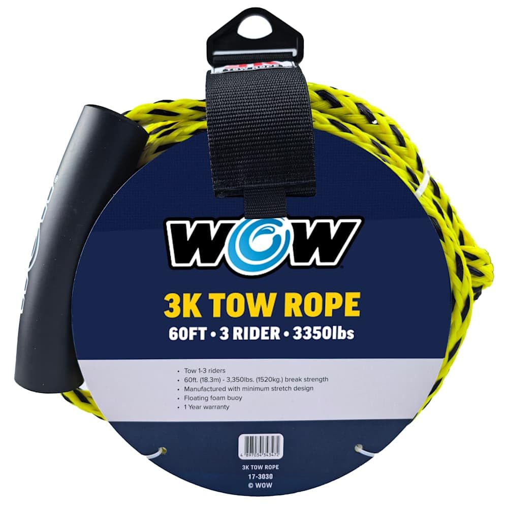 WOW SPORTS 11-3000 WOW Sports 2K Tow Rope - 60 ft - 16-Strand Braided Polypropylene