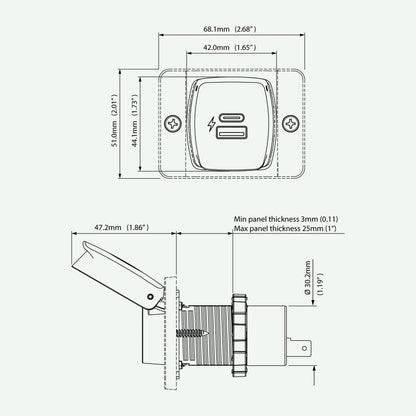 SCANSTRUT SC-USB-F4 Scanstrut SC-USB-F4 FLIP PRO PLUS - FAST CHARGE USB-A &