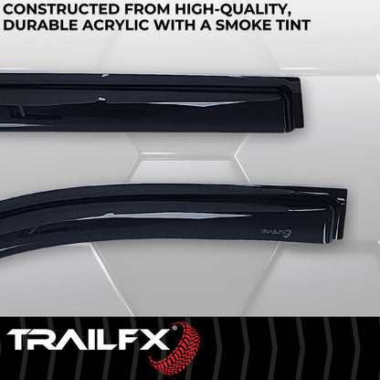 TRAILFX 4706H TrailFX Acrylic Rainguards Fits 2021-2024 Chevrolet Tahoe Chevrolet Tahoe GMC Yukon Low Profile Tape-On Smoke Window Vents Outside Channel Mount Set of 4 Window Rain Guards TrailFX 4706H