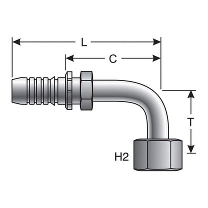 Gates G20180-2020 Female Jic 37 Flare Swivel 90 Bent Tube (Global