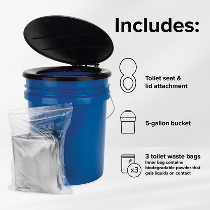 CAMCO 41549 Camco Portable Toilet Bucket with Snap-On Seat and Lid, 5 Gallon, 41549