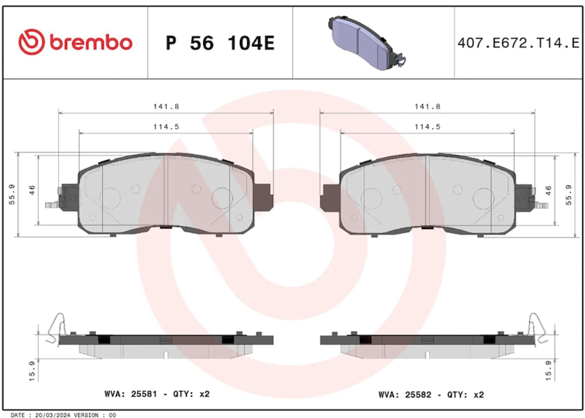 BREMBO P56104 Brembo P56104 BRAKE PAD